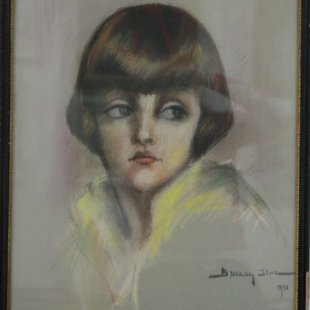 "Портрет девочки", картон/пастель, 50х40, 1936 год